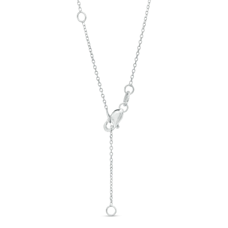 Main Image 3 of Oval Blue Sapphire and 1/8 CT. T.W. Diamond Frame Pendant in 14K White Gold