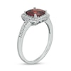 Thumbnail Image 2 of 7.0mm Cushion-Cut Garnet and 1/5 CT. T.W. Diamond Frame Ring in 10K White Gold