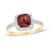 Thumbnail Image 0 of 7.0mm Cushion-Cut Garnet and 1/5 CT. T.W. Diamond Frame Ring in 10K Gold