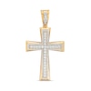 Thumbnail Image 1 of 2 CT. T.W. Diamond Frame Flared Cross Necklace Charm in 10K Gold