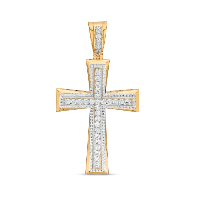 Main Image 1 of 2 CT. T.W. Diamond Frame Flared Cross Necklace Charm in 10K Gold