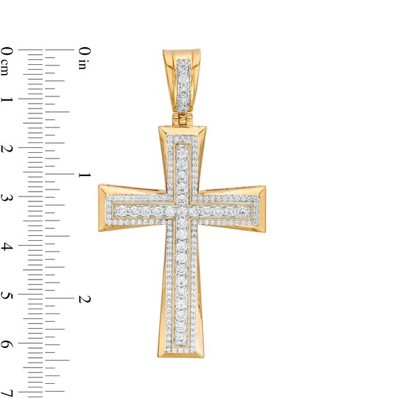 2 CT. T.w. Diamond Frame Flared Cross Necklace Charm in 10K Gold