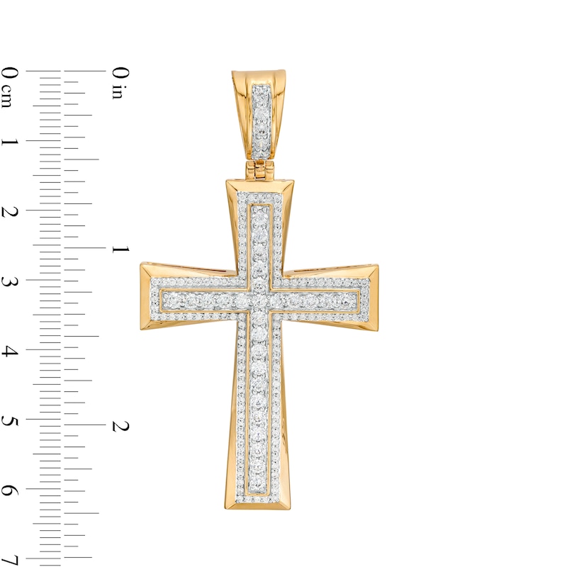 Main Image 2 of 2 CT. T.W. Diamond Frame Flared Cross Necklace Charm in 10K Gold