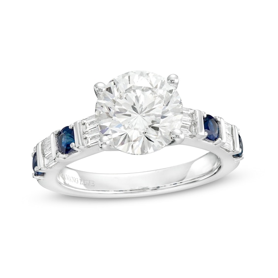 True Lab-Grown Diamonds by Vera Wang Love 2-5/8 CT. T.w. and Blue Sapphire Engagement Ring in 14K White Gold (F/Vs2)