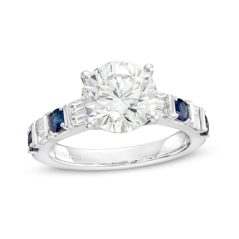 Main Image 1 of TRUE Lab-Grown Diamonds by Vera Wang Love 2-5/8 CT. T.W. and Blue Sapphire Engagement Ring in 14K White Gold (F/VS2)