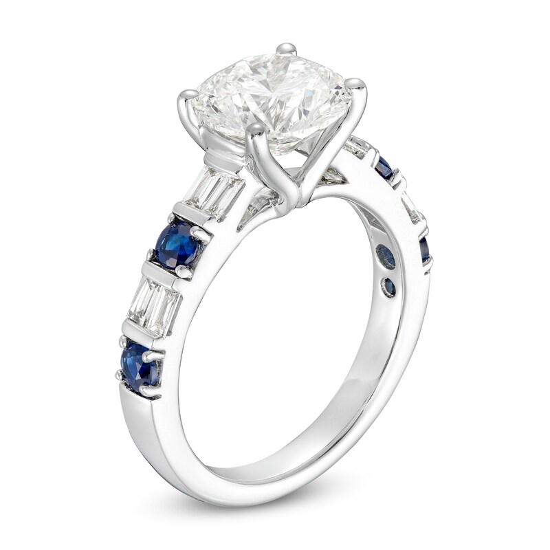 Main Image 2 of TRUE Lab-Grown Diamonds by Vera Wang Love 2-5/8 CT. T.W. and Blue Sapphire Engagement Ring in 14K White Gold (F/VS2)