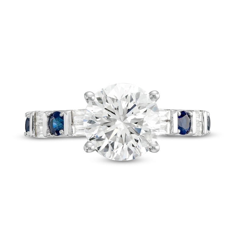 Main Image 3 of TRUE Lab-Grown Diamonds by Vera Wang Love 2-5/8 CT. T.W. and Blue Sapphire Engagement Ring in 14K White Gold (F/VS2)