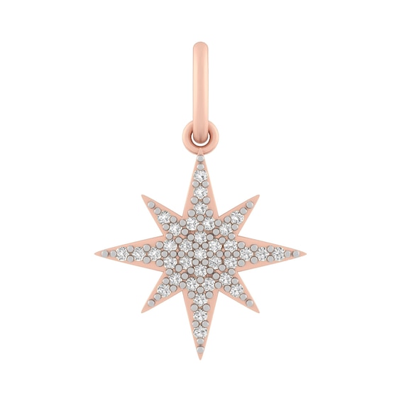 White Lab-Created Sapphire North Star Charm (Metal Color)