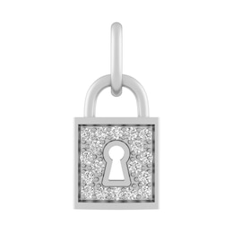 White Lab-Created Sapphire Lock Charm (Metal Color)