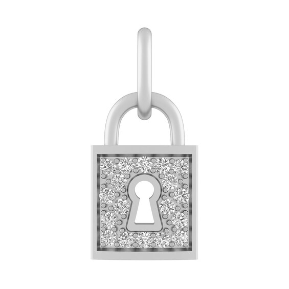 White Lab-Created Sapphire Lock Charm (Metal Color)