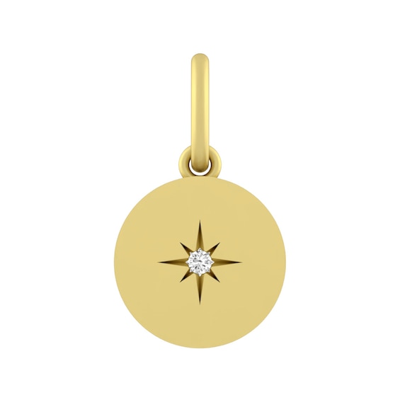White Lab-Created Sapphire North Star Disc Charm (Metal Color)