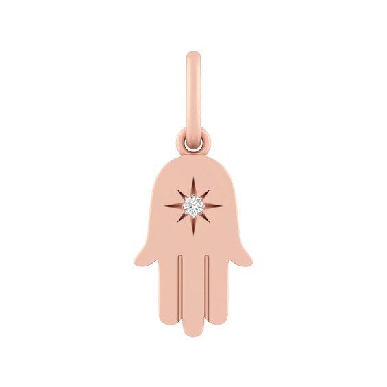 White Lab-Created Sapphire Hamsa Hand Charm (Metal Color)