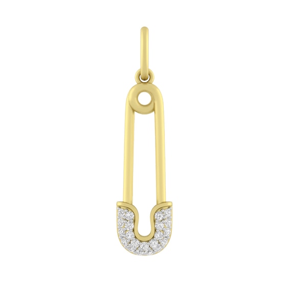 White Lab-Created Sapphire Safety Pin Charm (Metal Color)