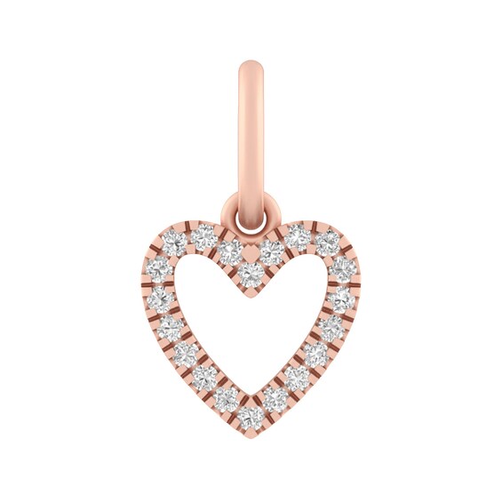White Lab-Created Sapphire Heart Outline Charm (Metal Color)