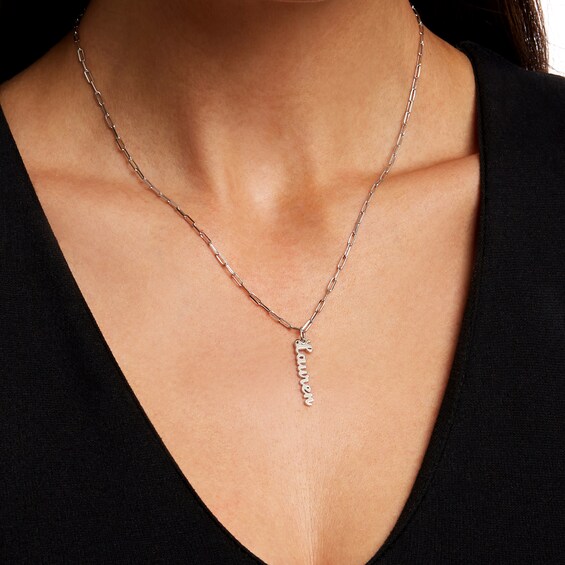 Linear Sideways Cursive Name Charm (1 Line and Metal Color)