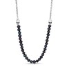 Thumbnail Image 1 of Men's Dyed Black Freshwater Cultured Pearl and Box Chain with Skull Duo Half-and-Half Necklace in Sterling Silver – 22"