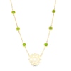 Thumbnail Image 1 of 3.0mm Chrome Diopside Six Stone Station and Heart Chakra Symbol Necklace in Sterling Silver with 18K Gold Plate – 20"