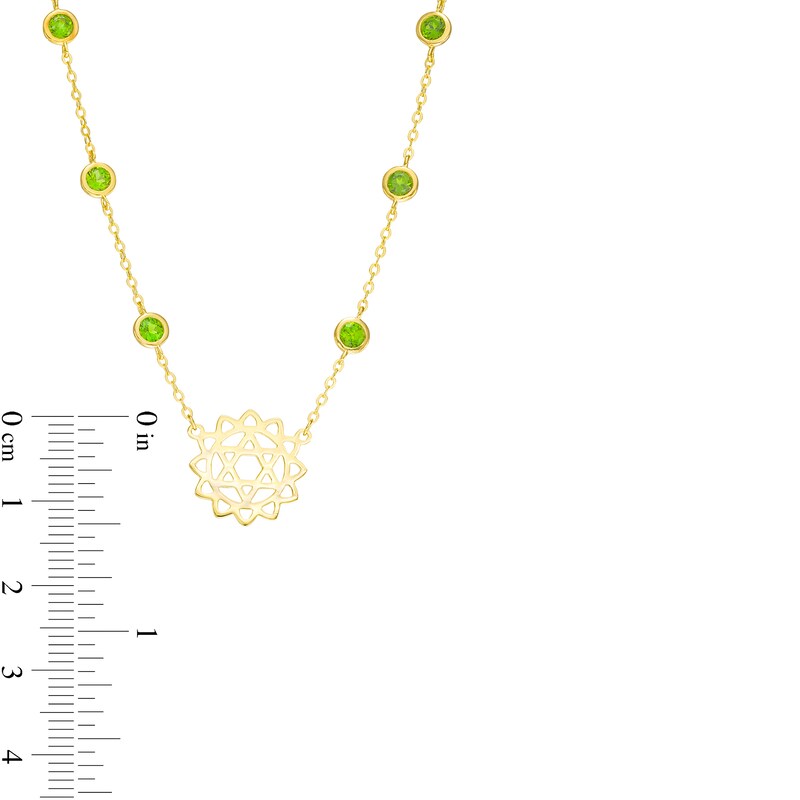 Main Image 3 of 3.0mm Chrome Diopside Six Stone Station and Heart Chakra Symbol Necklace in Sterling Silver with 18K Gold Plate – 20"