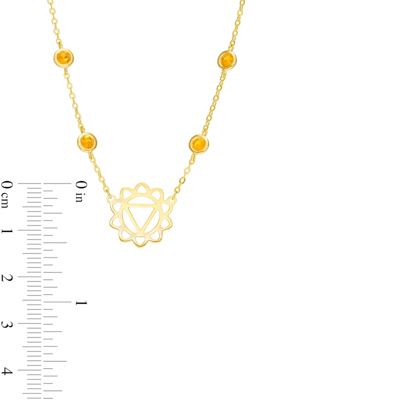 Main Image 3 of 3.0mm Citrine Six Stone Station and Solar Plexus Symbol Necklace in Sterling Silver with 18K Gold Plate – 20"
