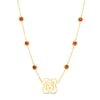 Thumbnail Image 1 of 3.0mm Garnet Six Stone Station and Root Chakra Symbol Necklace in Sterling Silver with 18K Gold Plate – 20"