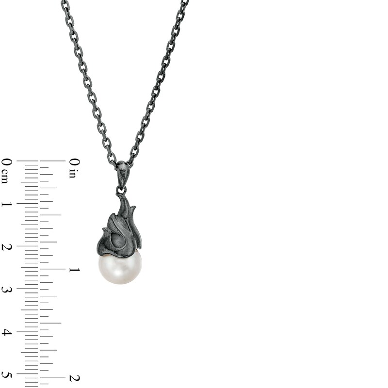 Main Image 2 of Men's 9.5-10.0mm Freshwater Cultured Pearl Flame Pendant in Sterling Silver with Gunmetal Grey Electroplate – 22"