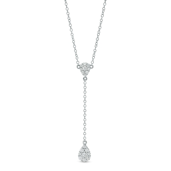 3/8 CT. T.w. Pear-Shaped Multi-Diamond Chain Drop Necklace in 10K White Gold