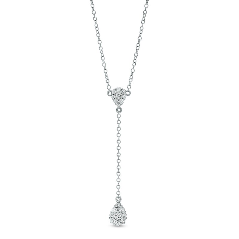 Main Image 1 of 3/8 CT. T.W. Pear-Shaped Multi-Diamond Chain Drop Necklace in 10K White Gold