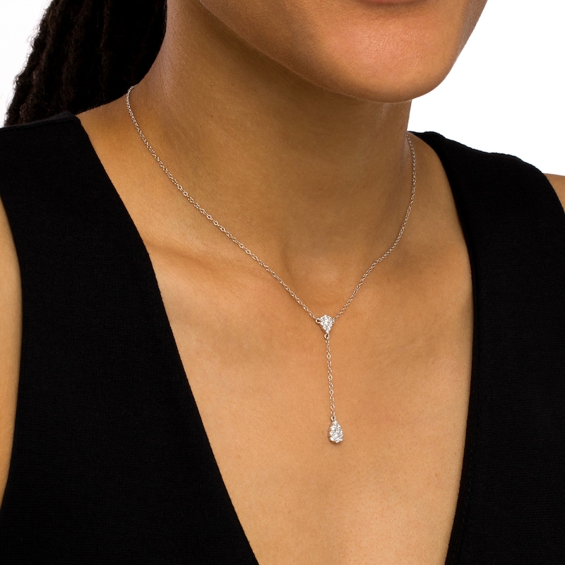 Main Image 2 of 3/8 CT. T.W. Pear-Shaped Multi-Diamond Chain Drop Necklace in 10K White Gold