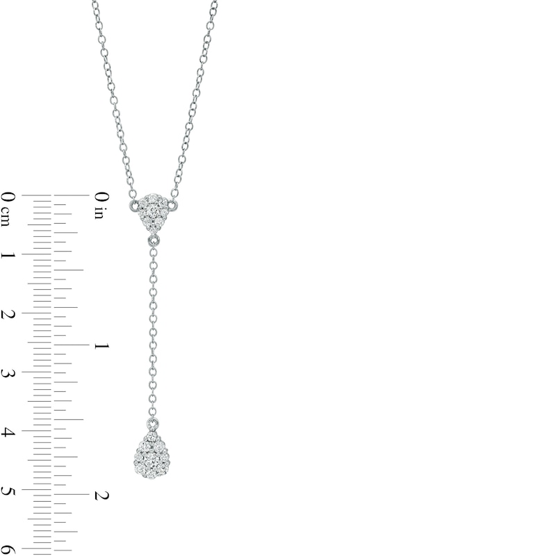 Main Image 4 of 3/8 CT. T.W. Pear-Shaped Multi-Diamond Chain Drop Necklace in 10K White Gold