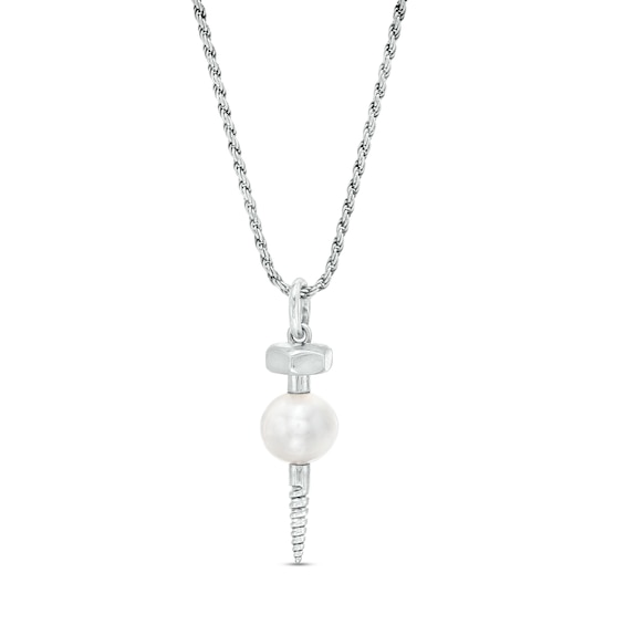 Men's 9.5-10.0mm Freshwater Cultured Pearl Screw Pendant in Sterling Silver â 22"