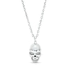 Thumbnail Image 1 of Men's 10.5-11.0mm Freshwater Cultured Pearl and White Lab-Created Sapphire Skull Pendant in Sterling Silver – 22"