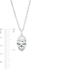 Thumbnail Image 2 of Men's 10.5-11.0mm Freshwater Cultured Pearl and White Lab-Created Sapphire Skull Pendant in Sterling Silver – 22"