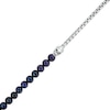 Thumbnail Image 1 of Men's Dyed Black Freshwater Cultured Pearl and Box Chain with Skull Half-and-Half Bracelet in Sterling Silver – 8.5&quot;