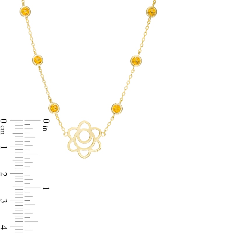Main Image 3 of 3.0mm Madeira Citrine Six Stone Station and Sacral Chakra Symbol Necklace in Sterling Silver with 18K Gold Plate – 20&quot;