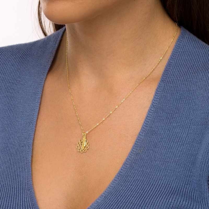 Main Image 2 of Citrine Vertical Bar and Solar Plexus Chakra Symbol Charm Pendant in Sterling Silver with 18K Gold Plate – 20"