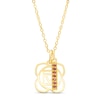 Thumbnail Image 1 of Garnet Vertical Bar and Root Chakra Symbol Dangle Charm Pendant in Sterling Silver with 18K Gold Plate – 20"