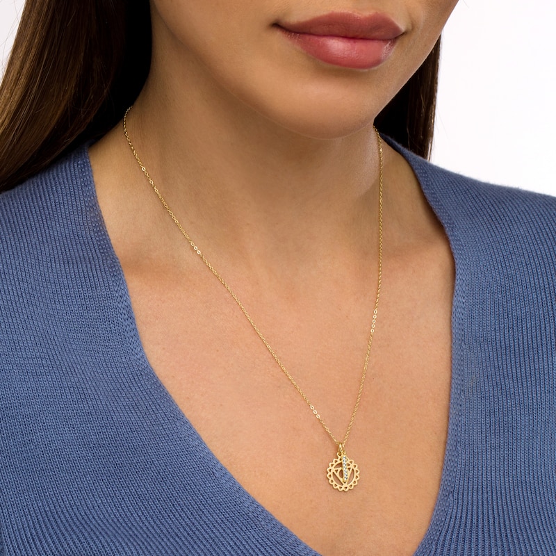 Main Image 2 of Swiss Blue Topaz Vertical Bar and Throat Chakra Symbol Dangle Charm Pendant in Sterling Silver with 18K Gold Plate – 20&quot;