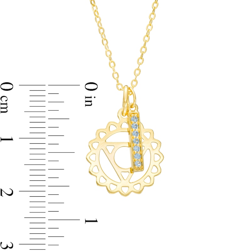 Main Image 3 of Swiss Blue Topaz Vertical Bar and Throat Chakra Symbol Dangle Charm Pendant in Sterling Silver with 18K Gold Plate – 20&quot;
