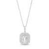 Thumbnail Image 1 of Octagonal White Lab-Created Sapphire Double Frame Pendant in Sterling Silver