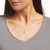 Thumbnail Image 2 of Octagonal White Lab-Created Sapphire Double Frame Pendant in Sterling Silver