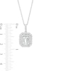 Thumbnail Image 3 of Octagonal White Lab-Created Sapphire Double Frame Pendant in Sterling Silver
