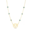 Thumbnail Image 1 of 3.0mm Swiss Blue Topaz Six Stone Station and Throat Chakra Symbol Necklace in Sterling Silver with 18K Gold Plate – 20"