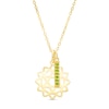Thumbnail Image 1 of Chrome Diopside Vertical Bar and Heart Chakra Symbol Dangle Charm Pendant in Sterling Silver with 18K Gold Plate – 20"