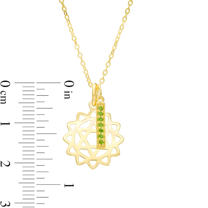 Main Image 3 of Chrome Diopside Vertical Bar and Heart Chakra Symbol Dangle Charm Pendant in Sterling Silver with 18K Gold Plate – 20"
