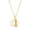 Thumbnail Image 1 of Iolite Vertical Bar and Third Eye Chakra Symbol Dangle Charm Pendant in Sterling Silver with 18K Gold Plate – 20"