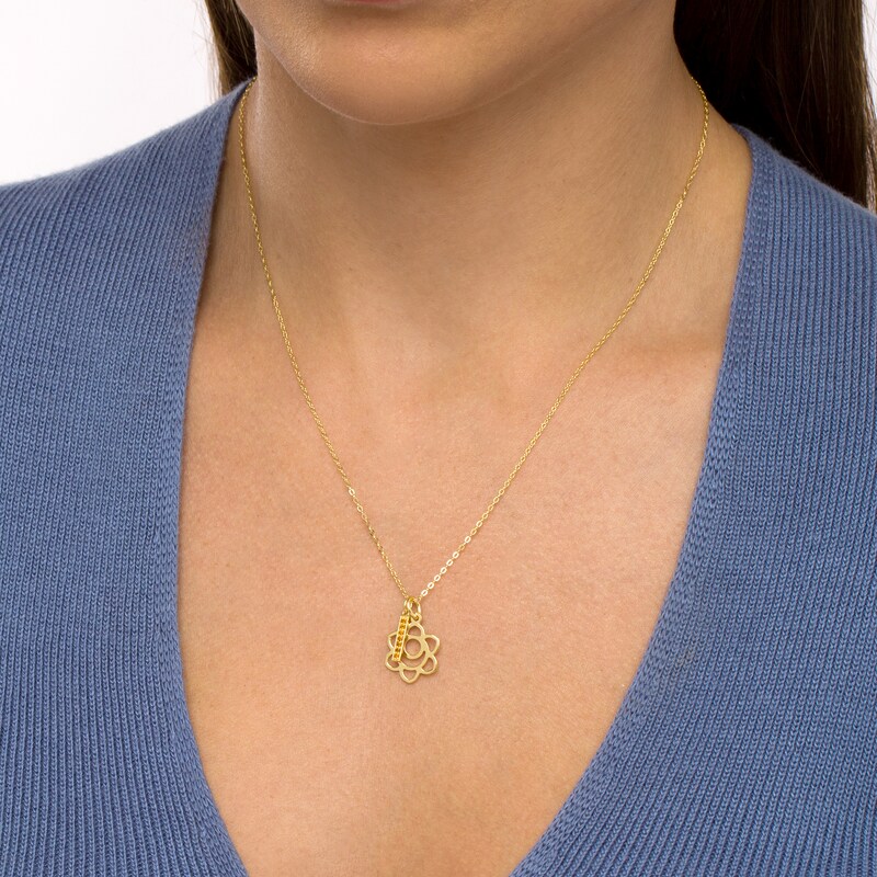 Main Image 2 of Madeira Citrine Vertical Bar and Sacral Chakra Symbol Dangle Charm Pendant in Sterling Silver with 18K Gold Plate – 20"