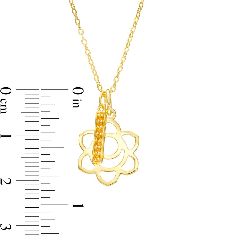 Main Image 3 of Madeira Citrine Vertical Bar and Sacral Chakra Symbol Dangle Charm Pendant in Sterling Silver with 18K Gold Plate – 20"