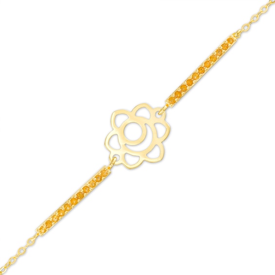 Madeira Citrine Sacral Chakra Symbol Bracelet in Sterling Silver with 18K Gold Plate â 7.75"