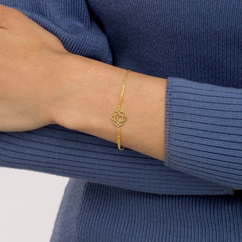 Main Image 2 of Madeira Citrine Sacral Chakra Symbol Bracelet in Sterling Silver with 18K Gold Plate – 7.75"