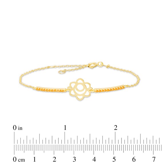Madeira Citrine Sacral Chakra Symbol Bracelet in Sterling Silver with 18K Gold Plate â 7.75"